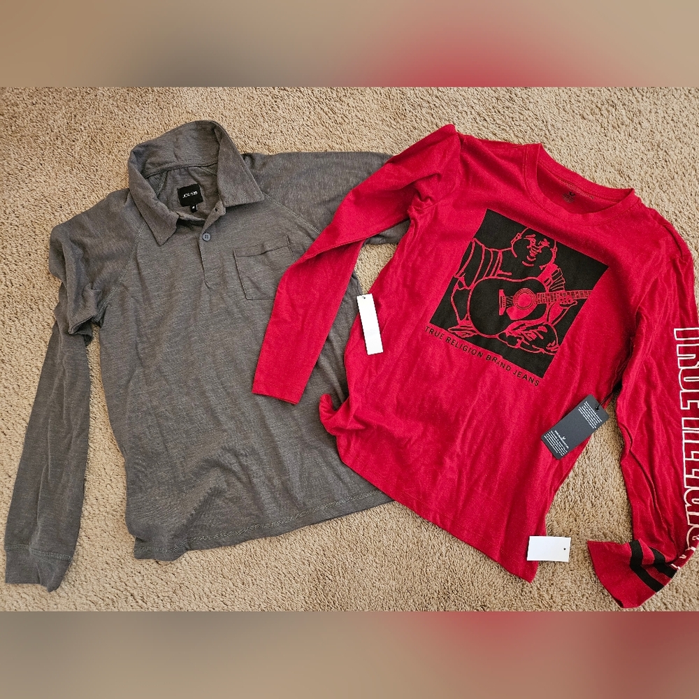 Joe's Jeand & True Religion Bot's Long Sleeve Tee & Gray Polo Bundle. Sz xl